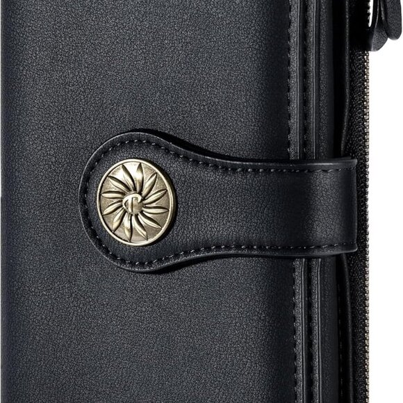 Wallets Women RFID Large Capacity Luxury Waxed Leather Clutch Wallet Multi Card - Picture 1 of 7